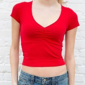 Brandy Melville Red Ruched Gina Top